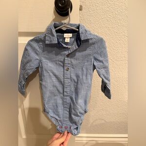 Cat & Jack Denim Long Sleeve Onesie - 12M